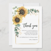 Carte De Remerciements Fleurs de verdure Tournesol Calligraphie Baby Show (Devant)