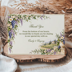 Carte De Remerciements Fleurs de vigne sur vignobles ensoleillés
