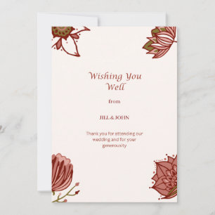 Carte De Remerciements Fleurs de vœux de bonheur pour mariage
