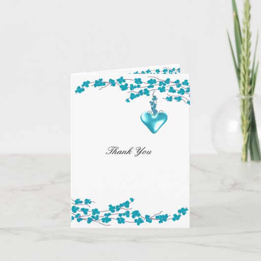 Carte De Remerciements Fleurs d'eau avec remerciement cœur (Devant)