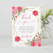 Carte De Remerciements Fleurs d'été roses Frame Sweet 16 (Debout devant)