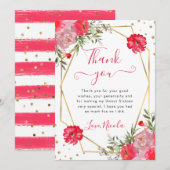 Carte De Remerciements Fleurs d'été roses Frame Sweet 16 (Devant / Derrière)