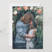 Carte De Remerciements Fleurs d'Hiver | Superposition de photo de mariage (Devant)