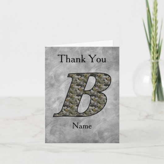 Carte De Remerciements Fleurs d'hortensia à initiale de monogramme B Pers (Devant)
