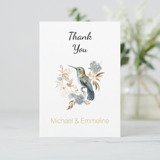 Carte De Remerciements Fleurs d'Hydrangea Colibri (Debout devant)