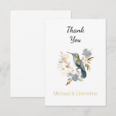 Carte De Remerciements Fleurs d'Hydrangea Colibri (Devant / Derrière)