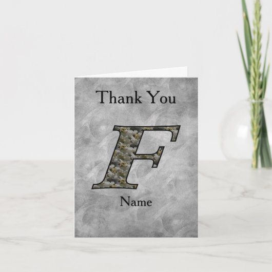 Carte De Remerciements Fleurs d'hydrangea personnalisées avec initiale de (Devant)