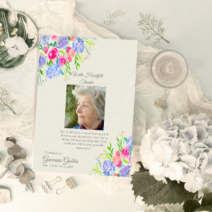 Carte De Remerciements Fleurs d'Hydrangeas à l'Aquarelle Photo Remercieme