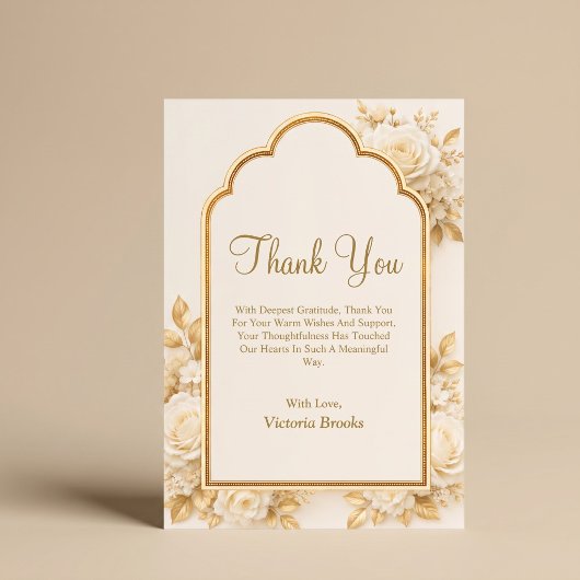 Carte De Remerciements Fleurs d'ivoire et de champagne