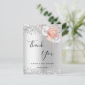 Carte De Remerciements Fleurs d'or rose d'argent (Debout devant)