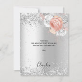 Carte De Remerciements Fleurs d'or rose d'argent (Dos)