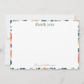 Carte De Remerciements Fleurs d'Orange Rustiques Nom de Réception de Mari (Devant)