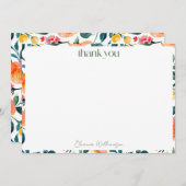 Carte De Remerciements Fleurs d'Orange Rustiques Nom de Réception de Mari (Devant / Derrière)