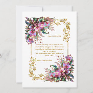 Carte De Remerciements Fleurs d'orchidées élégantes et vibrantes Mariage
