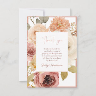 Carte De Remerciements Fleurs Élégantes d'Automne pour Funérailles