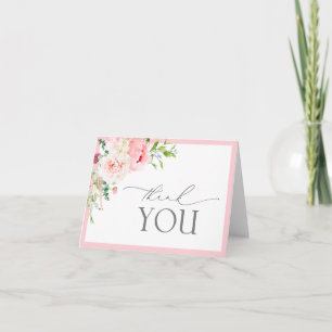 Carte De Remerciements Fleurs Élégantes de Jardin Rose pour une Fête de F