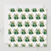 Carte De Remerciements Fleurs élégantes de vert foncé et d'or Fête d'anni (Dos)