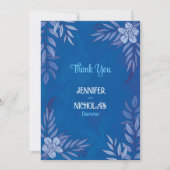 Carte De Remerciements Fleurs élégantes et ornements Feuille pour Mariage (Devant)