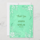 Carte De Remerciements Fleurs élégantes et ornements Feuille pour Mariage (Devant)