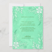 Carte De Remerciements Fleurs élégantes et ornements Feuille pour Mariage (Dos)