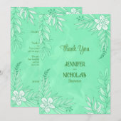 Carte De Remerciements Fleurs élégantes et ornements Feuille pour Mariage (Devant / Derrière)