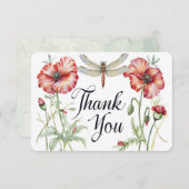 Carte De Remerciements Fleurs et ailes : Une aquarelle (Devant / Derrière)