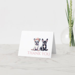 Carte De Remerciements Fleurs et Bulldogs français
