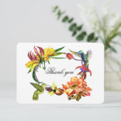 Carte De Remerciements Fleurs exotiques merci. mariage d'oiseau (Debout devant)
