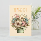 Carte De Remerciements Fleurs Fantaisistes dans un Pot de Fleurs (Debout devant)