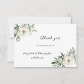 Carte De Remerciements Fleurs florales blanches Mariage de verdure botani (Devant)