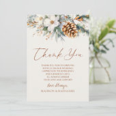 Carte De Remerciements Fleurs florales de pins d'hiver (Debout devant)