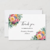 Carte De Remerciements Fleurs florales rose jaune Mariage Eucalyptus (Devant)