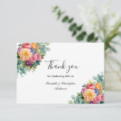 Carte De Remerciements Fleurs florales rose jaune Mariage Eucalyptus (Debout devant)
