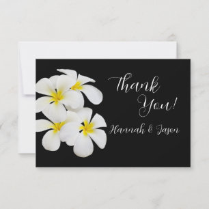 Carte De Remerciements Fleurs Frangipani Blanches, Tropical, Mariage Flor