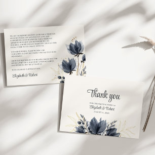 Carte De Remerciements Fleurs Grises Douces Mariage