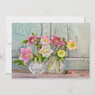 Carte De Remerciements Fleurs Hellebores dans des vases