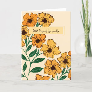 Carte De Remerciements Fleurs jaunes et orange Sympathie profonde