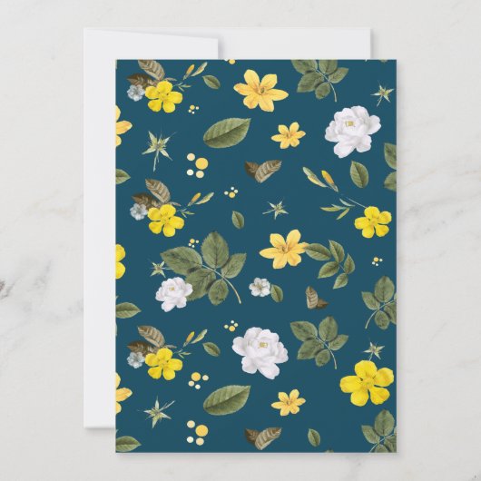 Carte De Remerciements Fleurs jaunes et roses blanches (Dos)