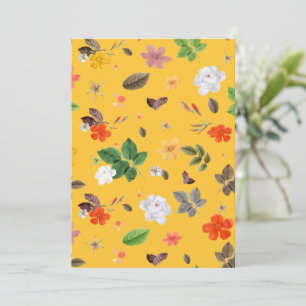 Carte De Remerciements Fleurs jaunes et roses blanches 10
