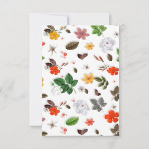 Carte De Remerciements Fleurs jaunes et roses blanches 15