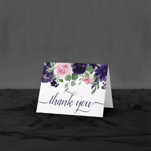 Carte De Remerciements Fleurs luxuriantes   Photo florale de rose violet 