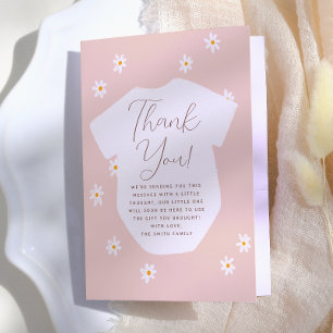 Carte De Remerciements Fleurs marguerites Baby shower floral rose Boho