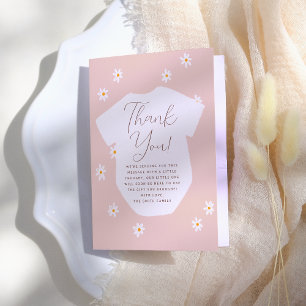 Carte De Remerciements Fleurs marguerites Baby shower floral rose Boho
