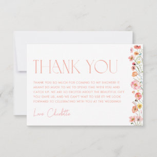 Carte De Remerciements Fleurs Mariage Champêtre Coquelicots 
