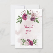 Carte De Remerciements fleurs mauves roses verdure (Devant)