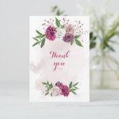 Carte De Remerciements fleurs mauves roses verdure (Debout devant)