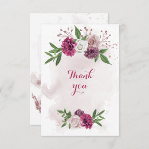 Carte De Remerciements fleurs mauves roses verdure
