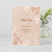 Carte De Remerciements Fleurs modernes et ornements Feuille pour Mariage (Debout devant)