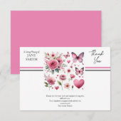 Carte De Remerciements Fleurs modernes et papillons funéraires (Devant / Derrière)