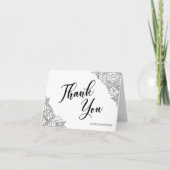 Carte De Remerciements Fleurs noir et blanc (Devant)
